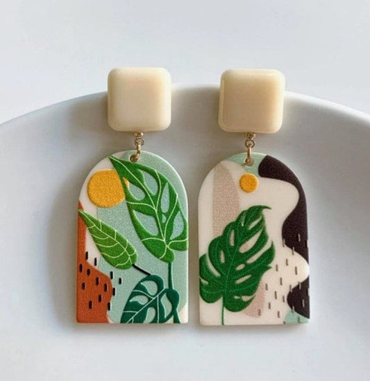 Grow Happy Gifts  Acrylic Monstera Earrings