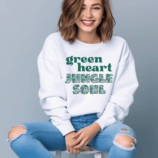 Grow Happy Gifts  Green Heart, Jungle Soul Sweatshirt White / S