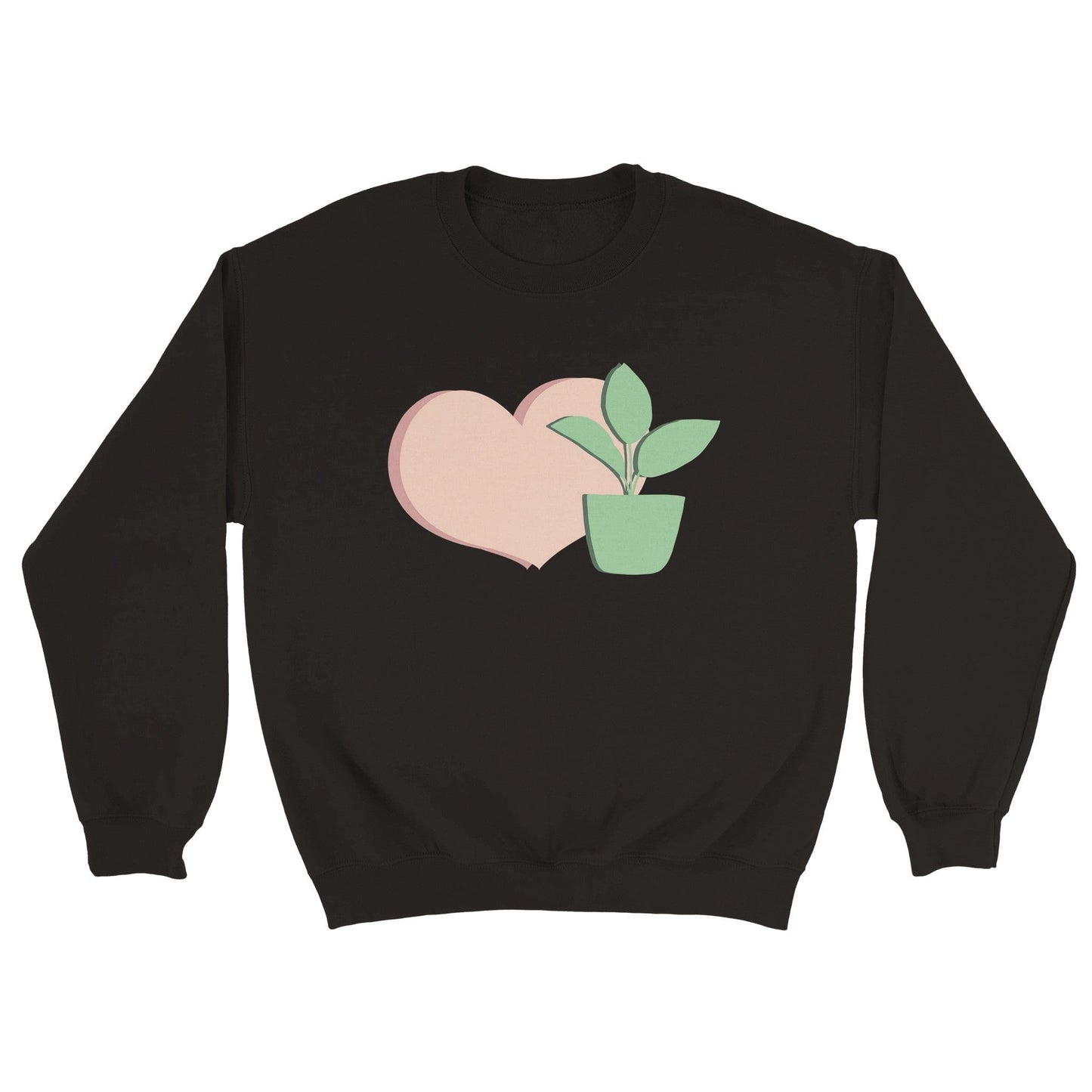 Grow Happy Gifts  Heart & Plant Crewneck Sweatshirt Black / S