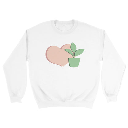 Grow Happy Gifts  Heart & Plant Crewneck Sweatshirt White / S