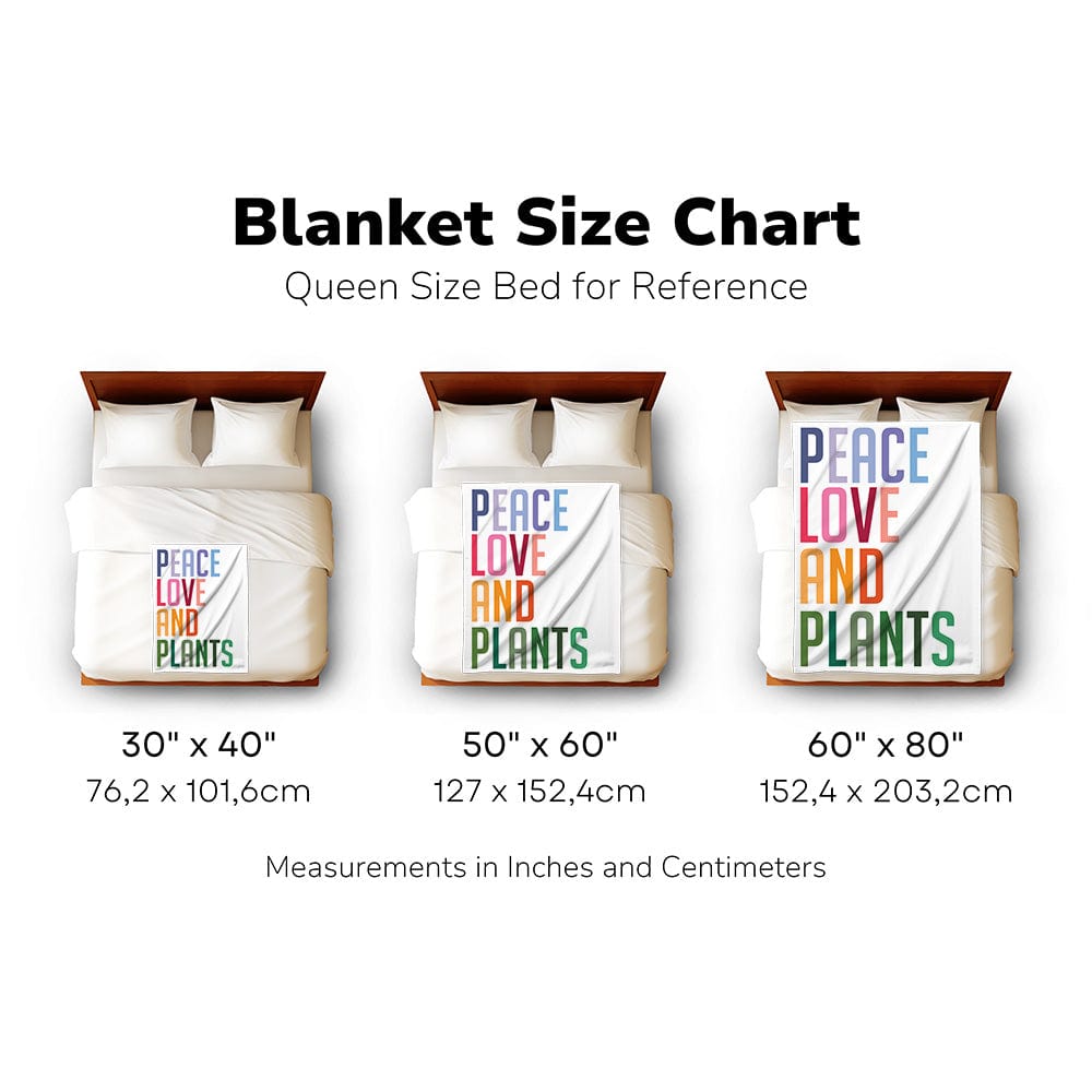 Grow Happy Gifts  Peace, Love, and Plants (Light) Velveteen Plush Blanket