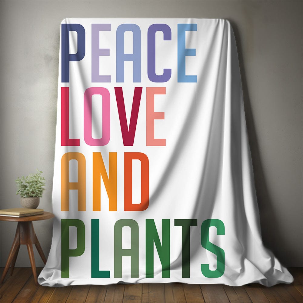 Grow Happy Gifts  Peace, Love, and Plants (Light) Velveteen Plush Blanket 60" × 80"