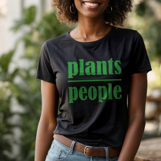 Grow Happy Gifts  Plants Over People T-shirt Black / S